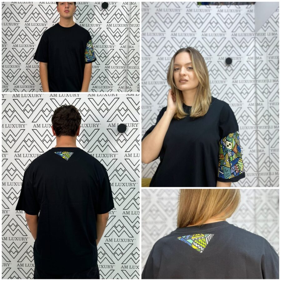 T-shirt realizzata in cotone morbido e traspirante. la fodera aml alla spalla sinistra offre un accento distintivo, aggiungendo un effetto di design innovativo a una t-shirt semplice ma sofisticata.